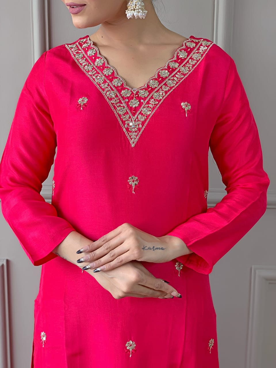 Kalaai Fashion Red Cotton Viscose Wholesale Kurti With Bottom Dupatta Wholesale Online
